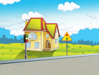 Çizgi film arka plan bir şehir