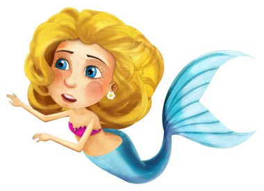 İzole karikatür deniz kızı