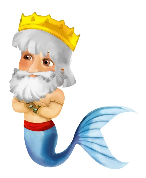 Cartoon zeemeermin koning — Stockfoto