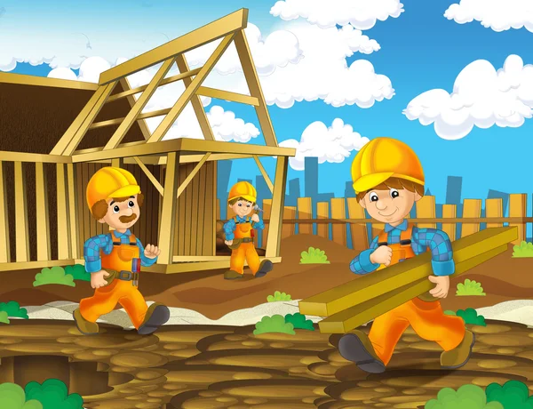 Cartoon construction site — Stock Photo, Image