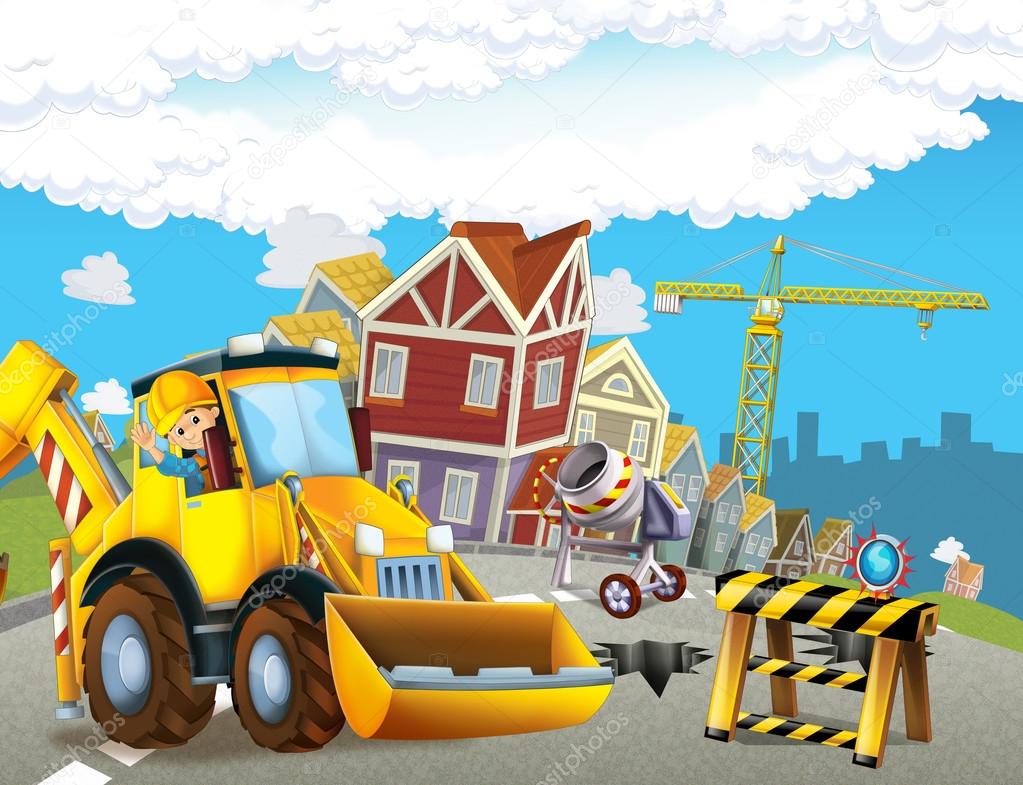 Cartoon construction site