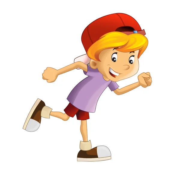 Мультфильм мальчик бежит — стоковое фото