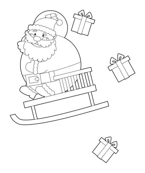 Cartoon santa claus - isolated - coloring page — Stock Photo, Image