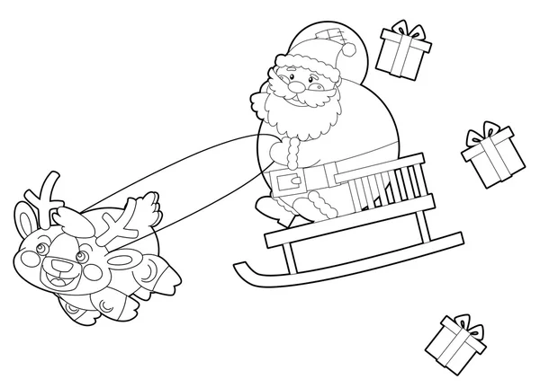 Cartoon santa - isoliert - Färbung — Stockfoto