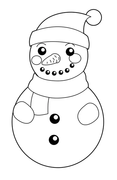 Cartoon snowman - isolated - coloring page — Stock Photo, Image