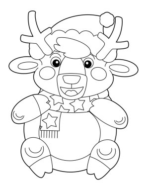 Sayfa boyama izole - karikatür Ren geyiği-