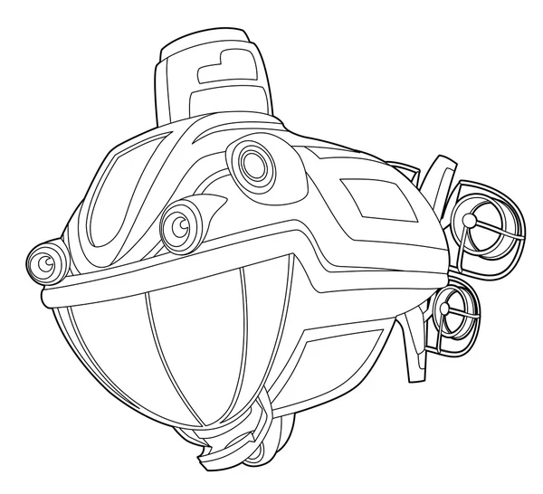 Карикатура подводная лодка - раскраска страницы — стоковое фото