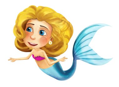 Karikatür mutlu deniz kızı