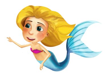 Karikatür mutlu deniz kızı