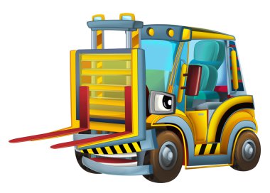 Araba - forklift - karikatür - izole karikatür