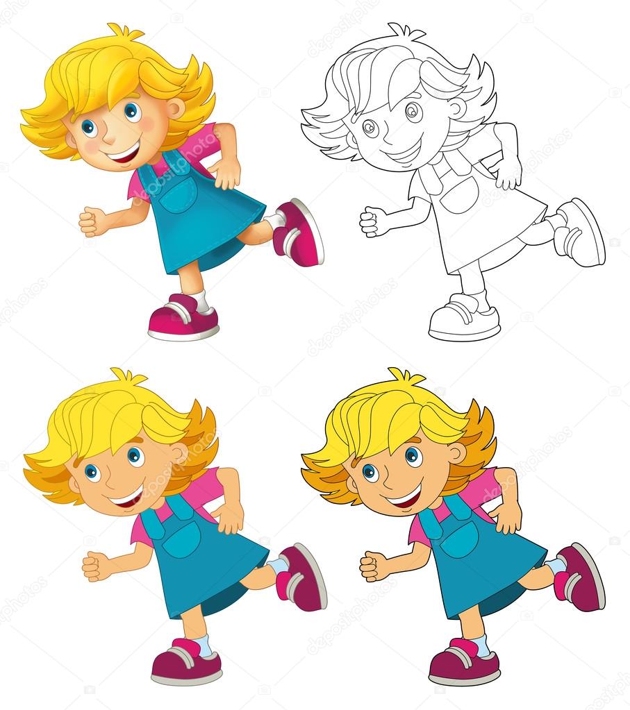 Felice bambino bambina con la pagina da colorare — Foto Stock