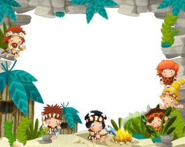 Çizgi film Tarih öncesi çerçeve - izole