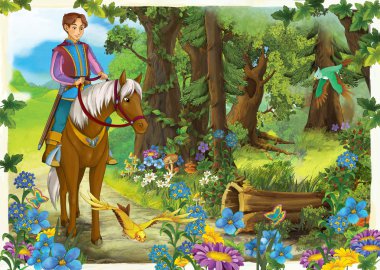 Çizgi film asilzade beyaz ata binme