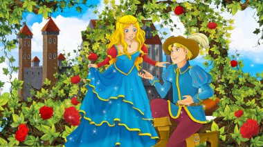 Kraliyet çift çizgi film romantik sahne