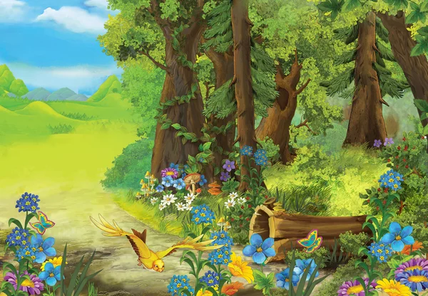 Cartoon nature scene - forest — Stock Image Cartoon nature scene - forest Royalty Free Stock Images