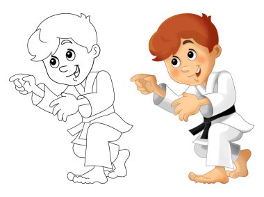 Eğitim - boyama sayfası - izole karikatür çocuk