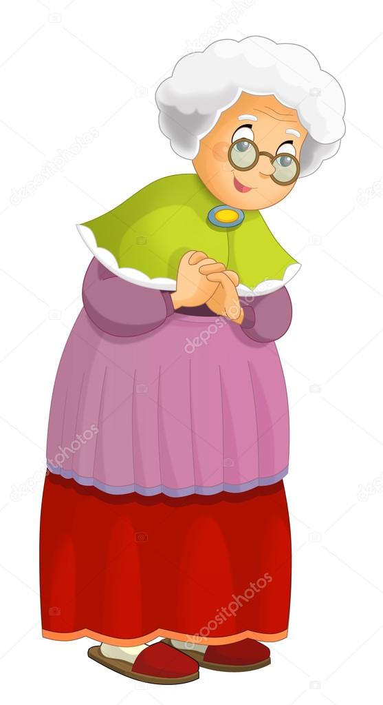 Cartoon grandmother standing and smiling