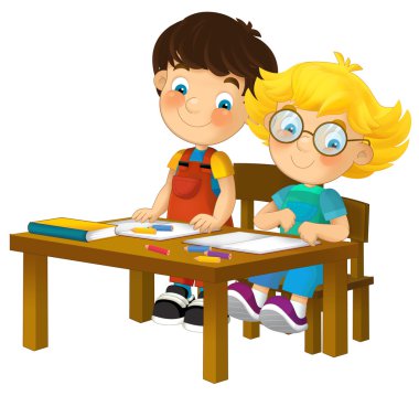 Okul Danışma - izole karikatür çocuklar