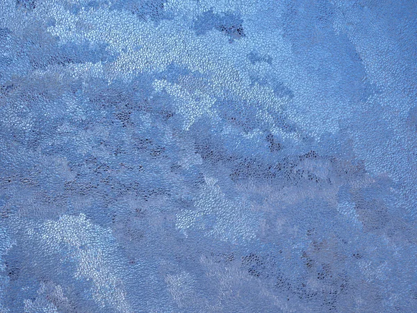 Frost Pattern Window Glass Winter Abstract Blue Natural Background Wallpaper — Stock Photo, Image