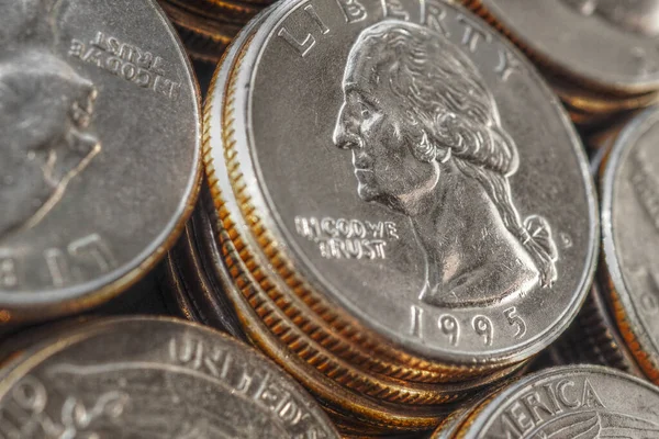 Поле Американских Монет Центов Крупным Планом Постаревшая Иллюстрация Национальной Валюты — стоковое фото