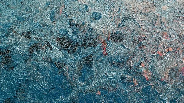 Кристали Льоду Крупним Планом Віконному Склі Містичні Дивовижні Абстрактні Мережива — стокове фото
