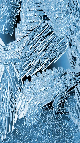 Jégkristályok Közelednek Ablaküveghez Mobiltelefon Tapéta Téli Karácsonyi Vagy Újévi Téma — Stock Fotó