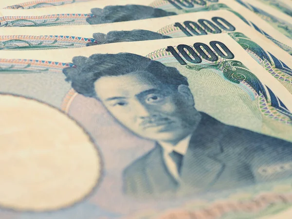 千円札のフィールドを閉じます 1000番に集中しろ 銀行券の束 日本経済をテーマにしたイラスト マクロ — ストック写真