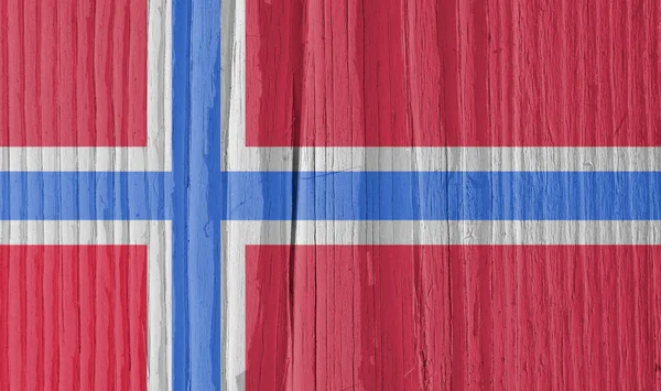 Bandeira Noruega Uma Superfície Madeira Seca Rachado Com Idade Tinta — Fotografia de Stock