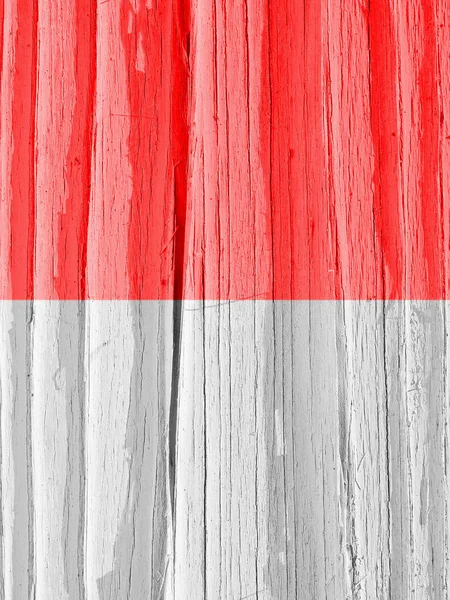 Bandiera Dell Indonesia Sulla Superficie Legno Secco Incrinato Con Età — Foto Stock