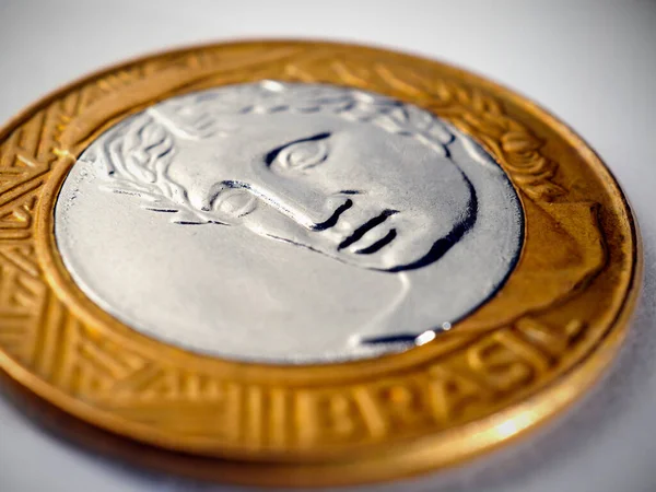 Brésil Real Coin Close Recto Verso Pièce Avec Figure République — Photo
