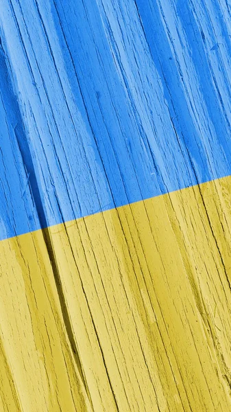 Flagga Ukraina Torr Träyta Spruckna Med Åldern Vertikal Bakgrund Eller — Stockfoto