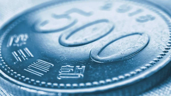 Traducción Banco Corea 500 Won Moneda Primer Plano Fondo Pantalla — Foto de Stock