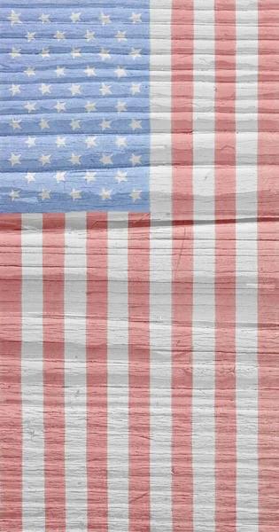 Eski Ahşap Bir Yüzeye Yapımı Amerikan Bayrağı Hafif Vatansever Cep — Stok fotoğraf