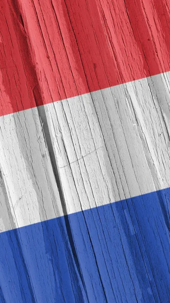 Σημαία Της Ολλανδίας Στεγνή Ξύλινη Επιφάνεια Ραγισμένη Την Ηλικία Ταπετσαρία — Φωτογραφία Αρχείου