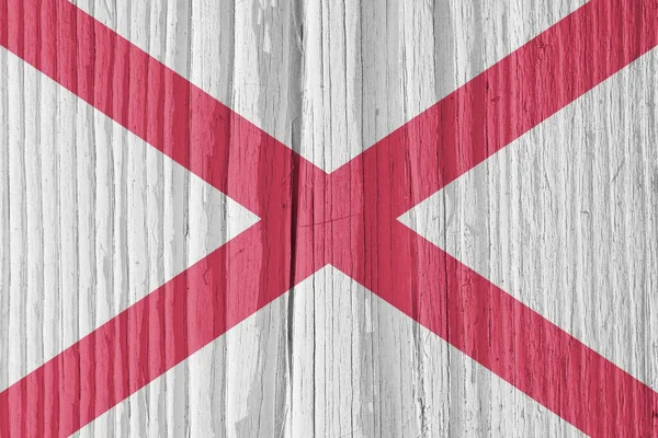 Flaga Stanu Alabama Suchej Drewnianej Powierzchni Lekkie Blade Wyblakłe Farby — Zdjęcie stockowe