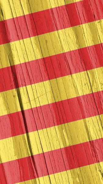 Bandera Catalana Sobre Superficie Seca Madera Agrietada Con Edad Fondo — Foto de Stock