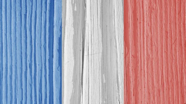 Bandera Francia Superficie Madera Seca Agrietada Con Edad Pintura Pálida — Foto de Stock