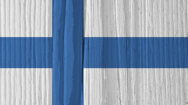 Bandeira Finlândia Superfície Madeira Seca Rachada Com Idade Parece Tremer — Fotografia de Stock