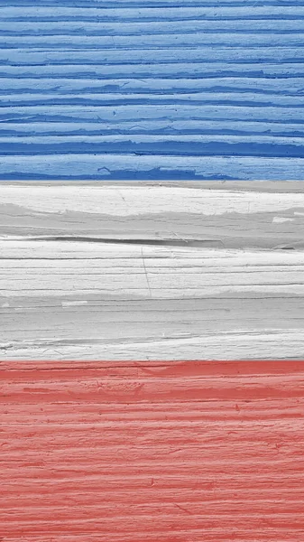 Die Französische Flagge Auf Trockener Holzoberfläche Zerrissen Mit Dem Alter — Stockfoto