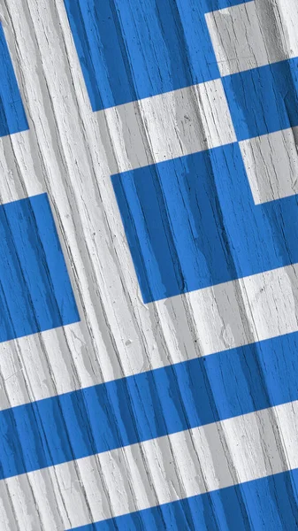 Fragment Flag Greece Dry Wooden Surface Cracked Age Vertical Mobile — Stock Photo, Image