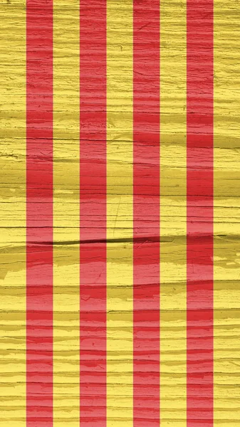 Bandera Catalana Sobre Superficie Madera Seca Agrietada Con Edad Fondo —  Fotos de Stock