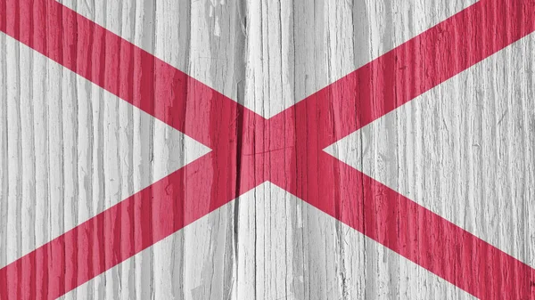 Alabama State Flag Dry Wooden Surface Background Wallpaper Backdrop Made — Stock Photo, Image