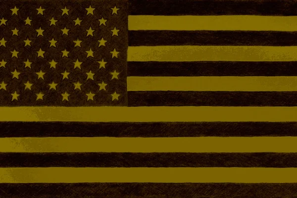 美国国旗的碎片 黑色橄榄色的爱国插图 它看起来像在卡其布的一个军队补丁 军事星条旗 美国阵亡将士纪念日 — 图库照片