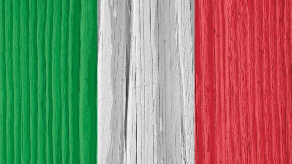 Bandiera Italia Superficie Legno Asciutta Incrinata Con Età Sembra Svolazzare — Foto Stock