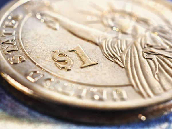 Eine Ein Dollar Münze Aus Nächster Nähe Ausdrucksstarke Illustration Über — Stockfoto