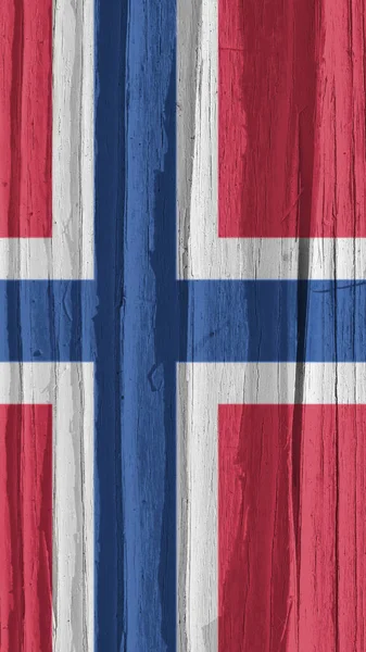 Bandeira Noruega Uma Superfície Madeira Seca Rachado Com Idade Parece — Fotografia de Stock