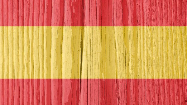 Bandera España Sobre Superficie Seca Madera Agrietada Con Edad Parece — Foto de Stock