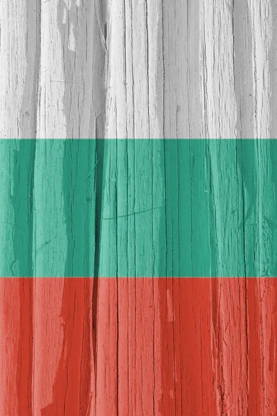 Frammento Della Bandiera Della Bulgaria Sulla Superficie Legno Fessurato Secco — Foto Stock