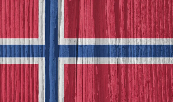 Bandeira Noruega Uma Superfície Madeira Seca Rachado Com Idade Parece — Fotografia de Stock