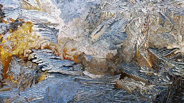 Фантастичні Кристали Льоду Вогняні Зимові Шпалери Малюнок Морозу Віконному Склі — стокове фото